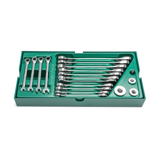 Bộ khay cờ lê vòng miệng tự động SATA 09925A 19 chi tiết 5.5-19mm, thép Cr-V, bánh cóc 72T