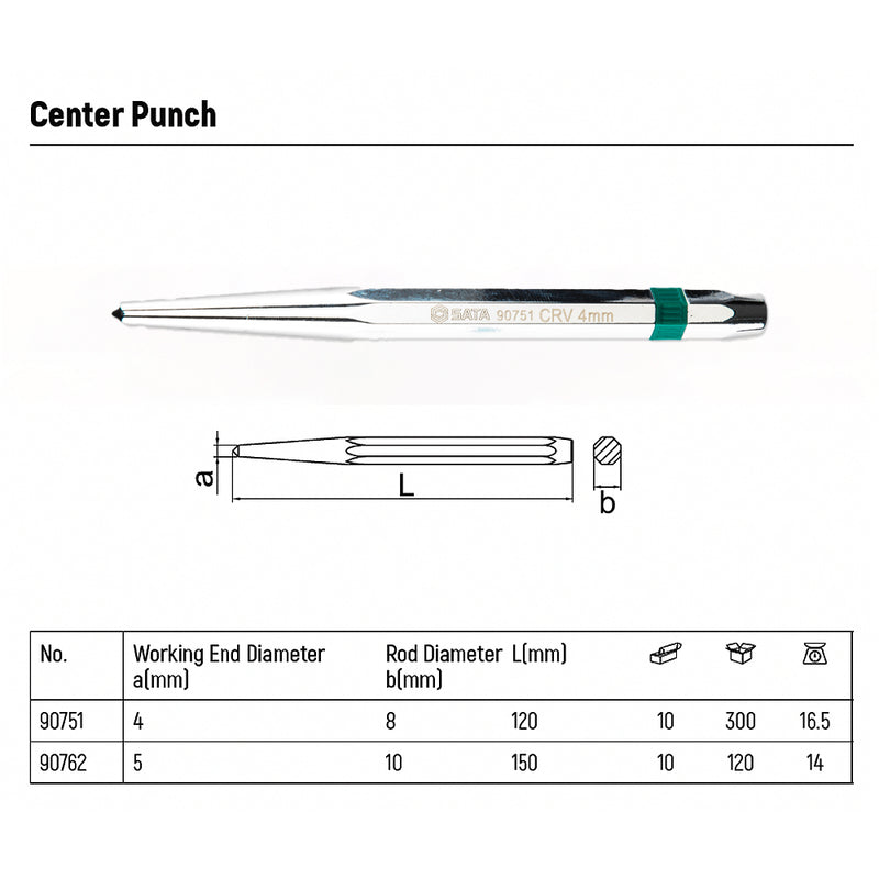 Mũi đột định tâm và lấy dấu SATA đường kính mũi từ 4mm - 5mm, chiều dài 120mm - 150mm