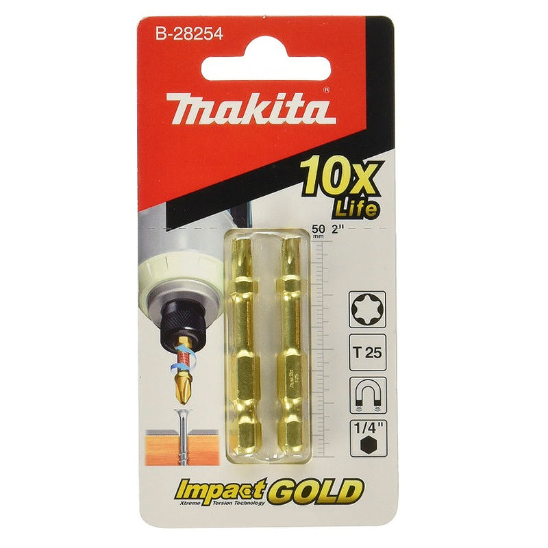 Vĩ 2 mũi vặn vít đầu sao Torsion Impact Gold Makita B-28254 kích thước T25 x 50mm