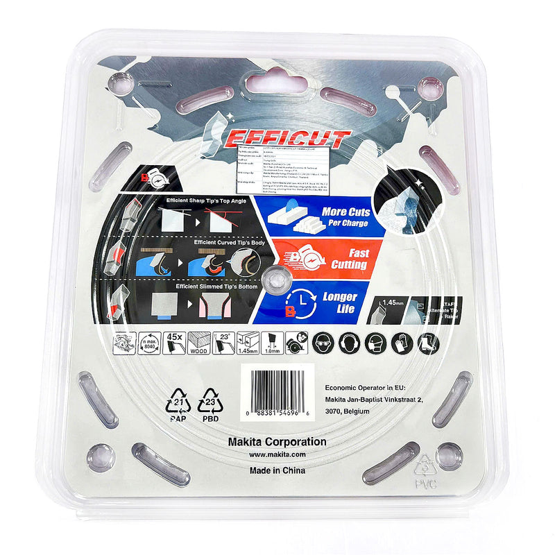 Lưỡi cưa gỗ TCT Makita công nghệ Efficut đường kính 190mm, số răng từ 24-45 kiểu ATAFR, lỗ cốt 20mm dùng cho máy cưa đĩa ( Cấp 5 sao )