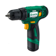 Máy khoan gỗ thép SATA 51005 dùng pin 12V, 2 pin 2.0Ah, 1 sạc, đầu kẹp 10mm, 30Nm, 1450 RPM, đèn LED