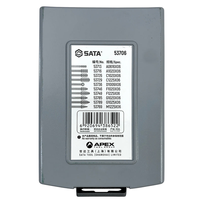 Bộ mũi mài hợp kim, răng thô 10 chi tiết SATA 53706