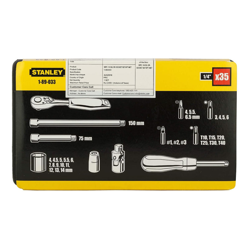 Bộ đầu tuýp và mũi vặn vít kết hợp, cốt 1/4 inch, 35 chi tiết Stanley 1-89-033