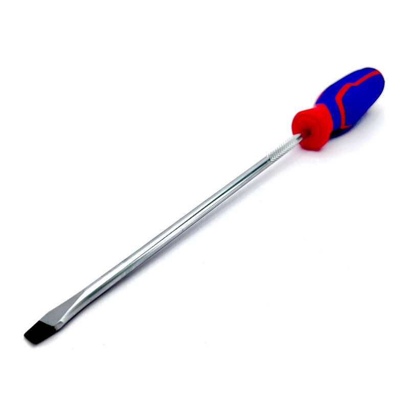 Tua vít đầu dẹp (-) thép CR-V mạ chrome, có nam châm, tay cầm bọc nhựa cao su 3 màu chống trơn trượt Workpro