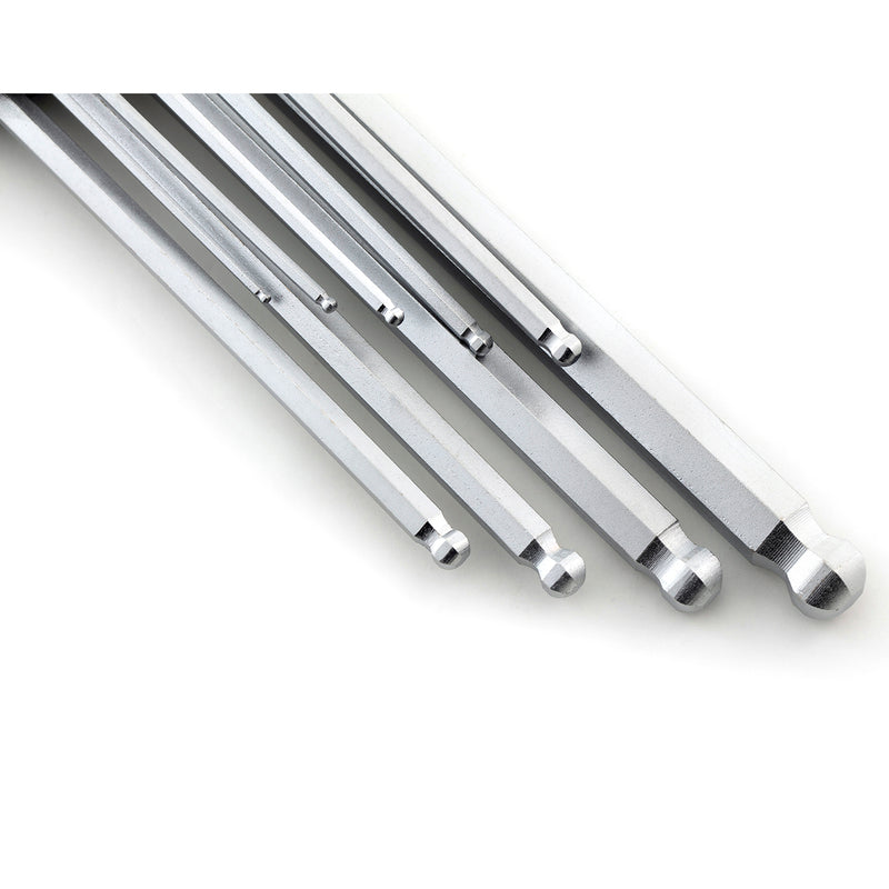 Bộ lục giác đầu bi cán dài 9 chi tiết, hệ mét SATA 09101A kích thước từ 1.5mm - 10mm