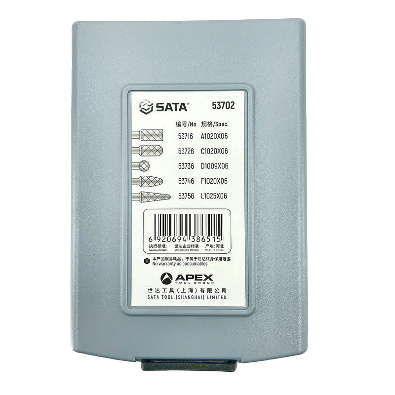 Bộ mũi mài hợp kim, răng thô 5 chi tiết SATA 53702