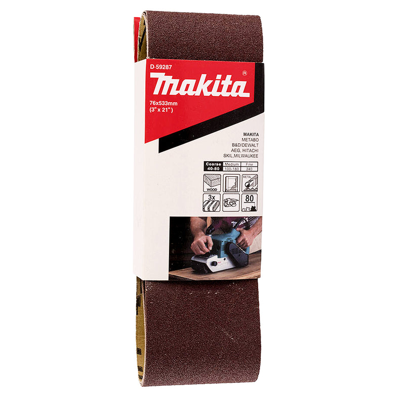 Hộp 3 miếng giấy nhám băng Makita kích thước 76mm x 533mm