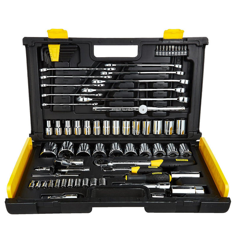 Bộ đầu tuýp và mũi vặn vít tổng hợp 75 chi tiết Stanley 1-94-660 cốt 1/4 inch và 1/2 inch hộp nhựa đựng chuyên dụng
