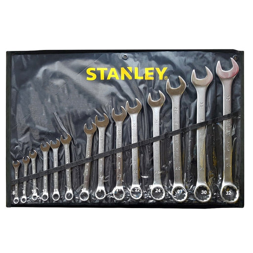 Bộ cờ lê vòng miệng hệ mét 14 chi tiết Stanley STMT80944-8 kích thước 8mm đến 32mm đựng trong túi vải cuộn màu đen