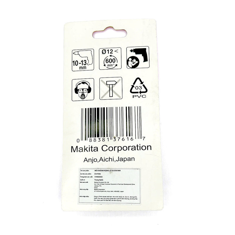 Mũi vát lỗ 3 lưỡi cắt 90° Makita, đuôi lục giác C-Form 6.35mm ( 1/4 inch ), kích thước từ 6.3mm - 20.5mm