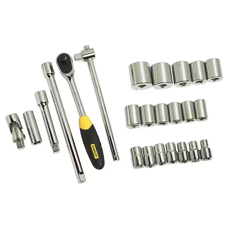 Bộ đầu tuýp kèm cần siết cốt 1/2 inch, 24 chi tiết Stanley STMT72795-8 kích thước từ 10mm - 32mm
