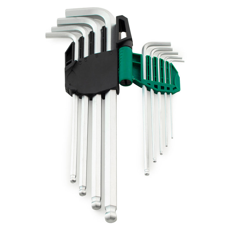 Bộ lục giác đầu bi cán dài 9 chi tiết, hệ mét SATA 09101A kích thước từ 1.5mm - 10mm