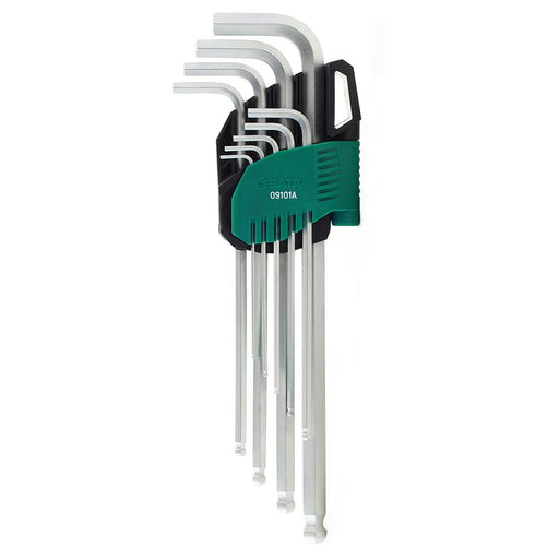 Bộ lục giác đầu bi cán dài 9 chi tiết SATA 09101A hệ mét 1.5mm-10mm thép Cr-V chống gỉ