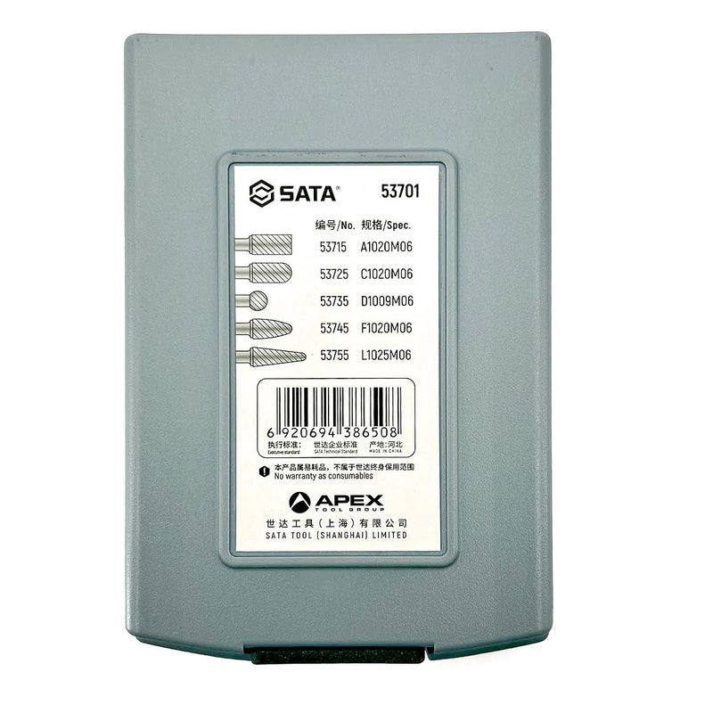 Bộ mũi mài hợp kim, răng đơn 5 chi tiết SATA 53701