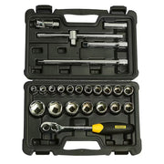 Bộ đầu tuýp 6 cạnh kèm cần siết cốt 1/2 inch 24 chi tiết Stanley STMT72795-8 đựng trong hộp nhựa đen cao cấp