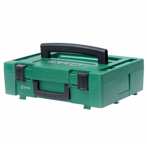 Thùng đựng dụng cụ SATA 95131A xanh lá, hộp chia ngăn tùy chỉnh, tay xách hai bên, khóa ẩn, nhựa chịu lực.