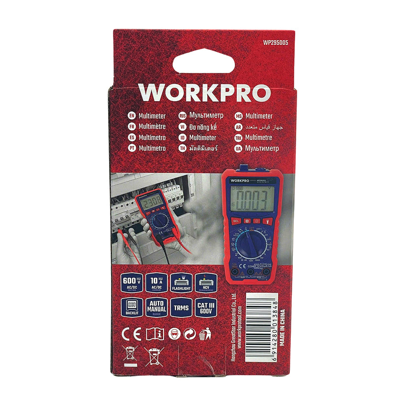Đồng hồ đo điện vạn năng 1mV - 600V Workpro WP295005