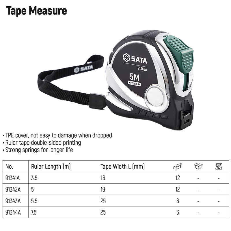 Thước cuộn thép SATA chiều dài từ 3.5m - 7.5m