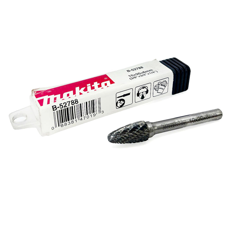 Mũi mài hợp kim Makita hình chóp bầu (SF), đường kính mũi 10mm, đuôi trơn 6mm ( Cấp 3 sao )
