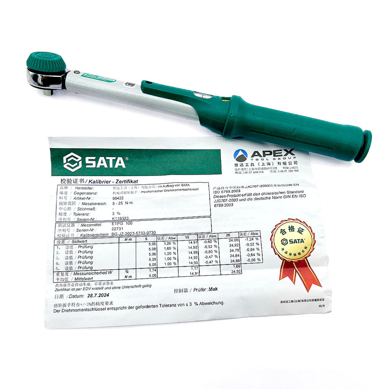 Cần siết chỉnh lực thủ công SATA cốt 1/4 inch, dãi lực từ 1Nm - 25Nm