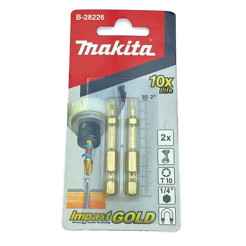 Vĩ 2 mũi vặn vít đầu sao Torsion Impact Gold Makita B-28226 kích thước T10 x 50mm