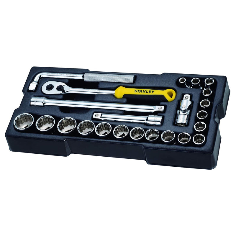 Bộ đầu tuýp kèm cần siết cốt 1/2 inch, 12 chi tiết Stanley STMT74726-8C kích thước từ 8mm - 32mm