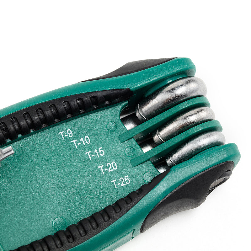 Bộ lục giác gập đầu sao có lỗ 8 chi tiết SATA 09123 kích thước từ T9 - T40