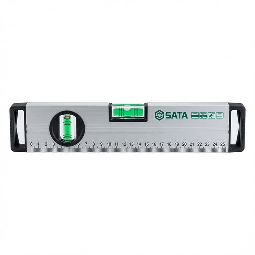 Thước thủy nhôm SATA 300-1200mm, độ chính xác cao, ống thủy chống UV, chống va đập, bền bỉ.