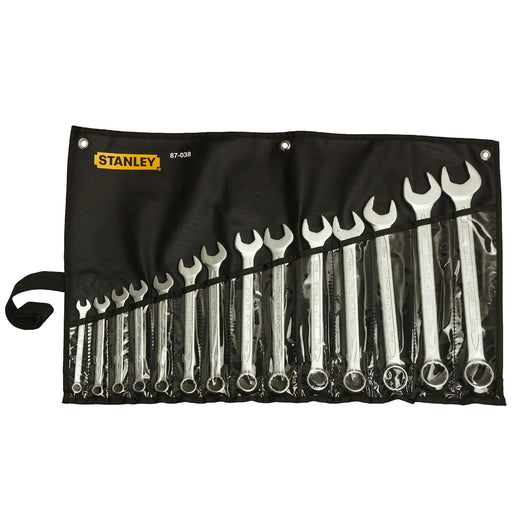 Bộ cờ lê vòng miệng hệ mét 14 chi tiết Stanley 1-87-038 kích thước 10mm đến 32mm đựng trong túi cuộn bảo quản