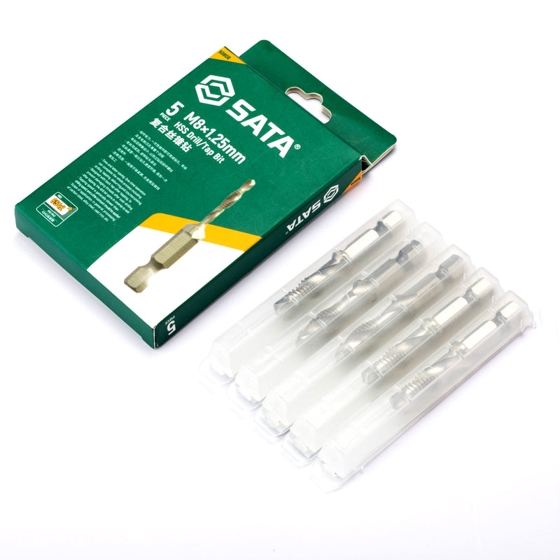 Bộ 5 mũi khoan taro tạo ren SATA kích thước từ M3 - M10, đuôi lục giác 7.2mm