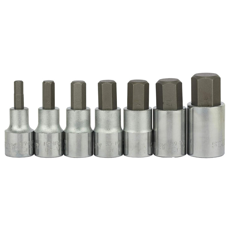 Bộ mũi vặn vít đầu lục giác, gắn đầu siết bu lông cốt 1/2 inch, 7 chi tiết Stanley 1-89-099 kích thước từ 6mm - 19mm