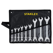 Bộ cờ lê 2 đầu miệng hệ mét 9 chi tiết Stanley STMT23124 kích thước từ 6mm đến 24mm đựng trong túi vải cuộn màu đen