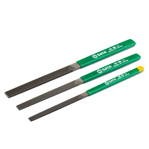 Bộ 3 dũa phẳng mini SATA 03904 - Dũa kim loại răng trung & mịn, nhập Nhật Bản