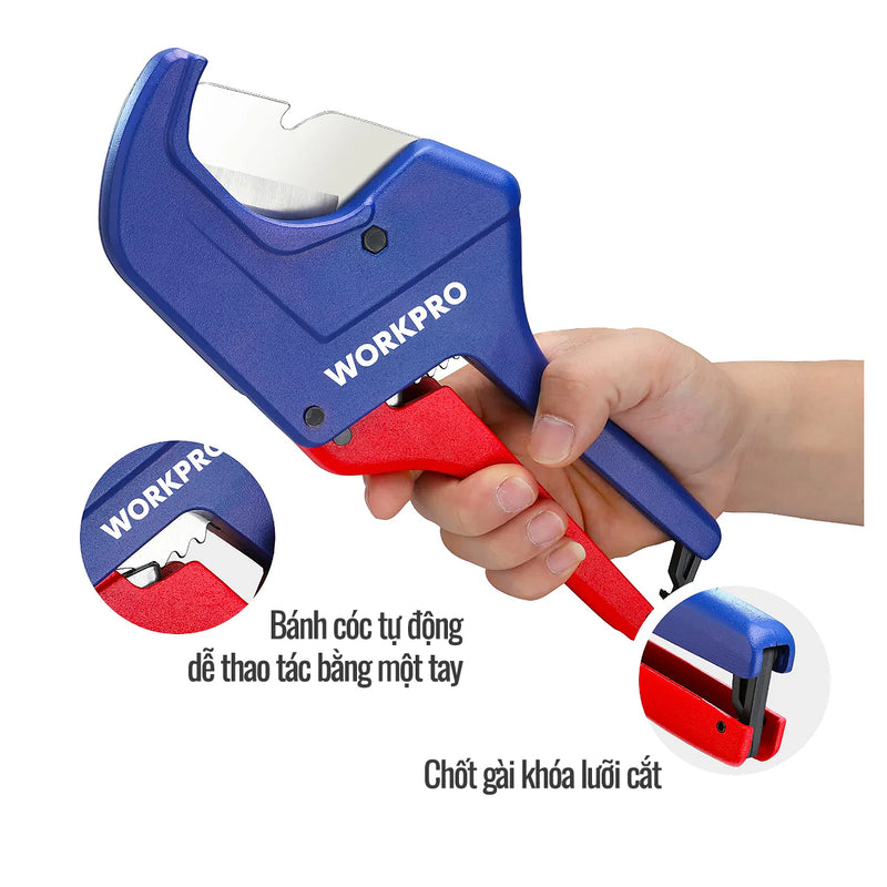 Dao cắt ống nhựa cao cấp Workpro, tiết diện cắt từ 42mm - 60.5mm