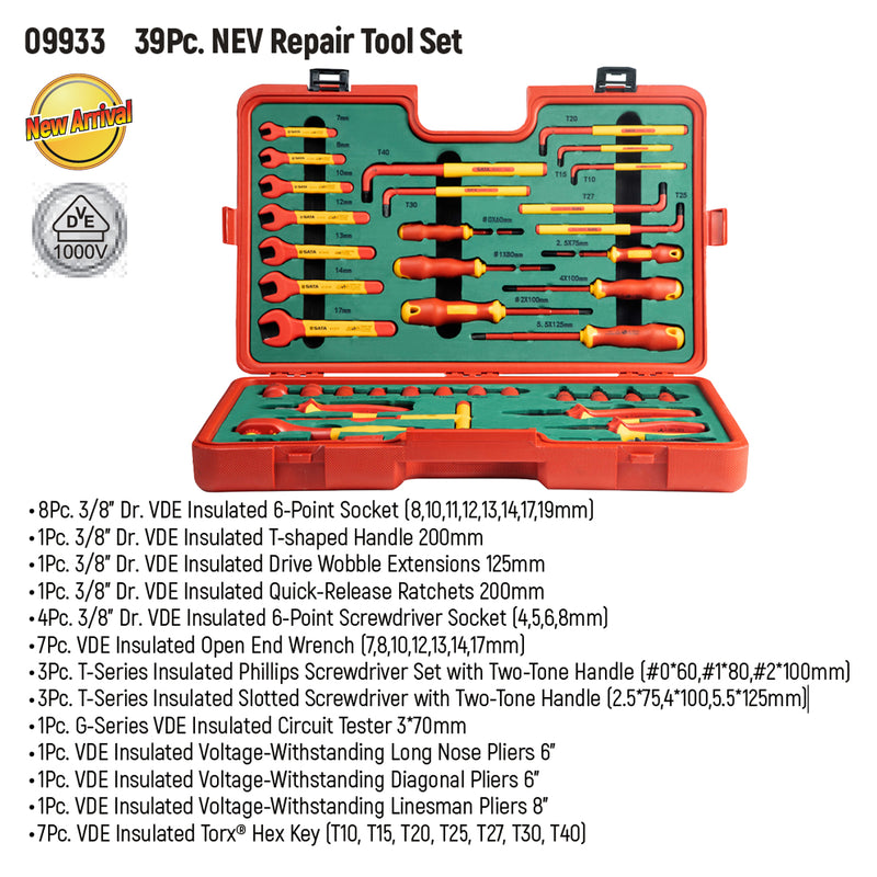 Bộ dụng cụ tổng hợp 39 chi tiết, cách điện 1000V SATA 09933