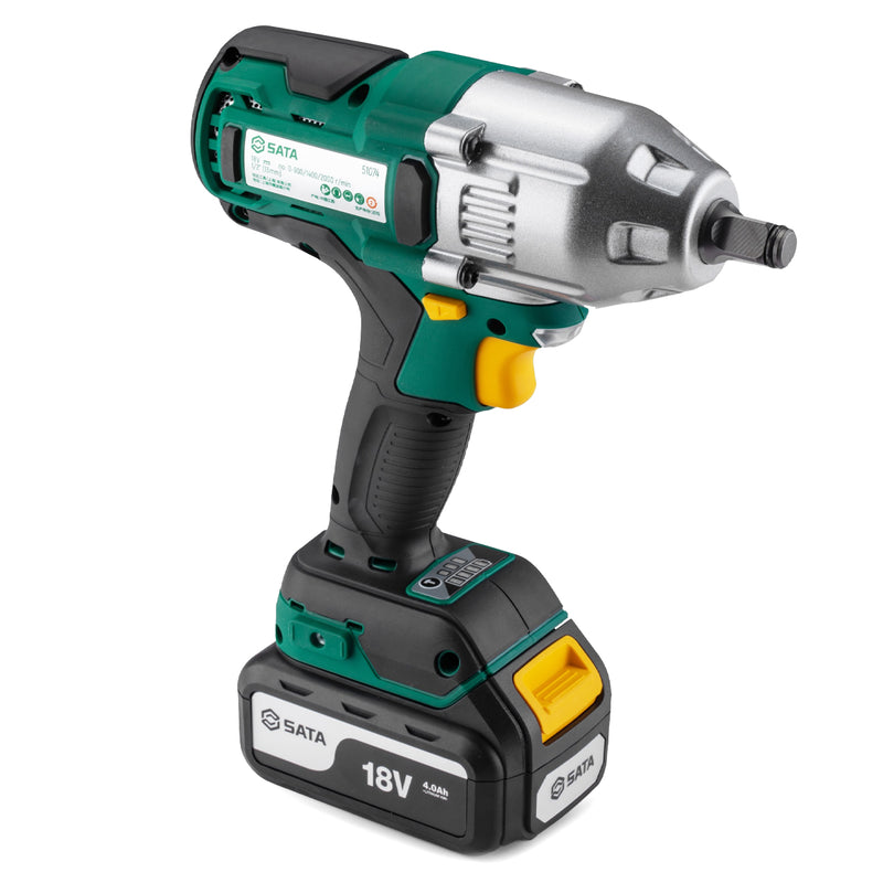 Máy siết bu lông SATA 51074 dùng Pin 18V, cốt 1/2 inch