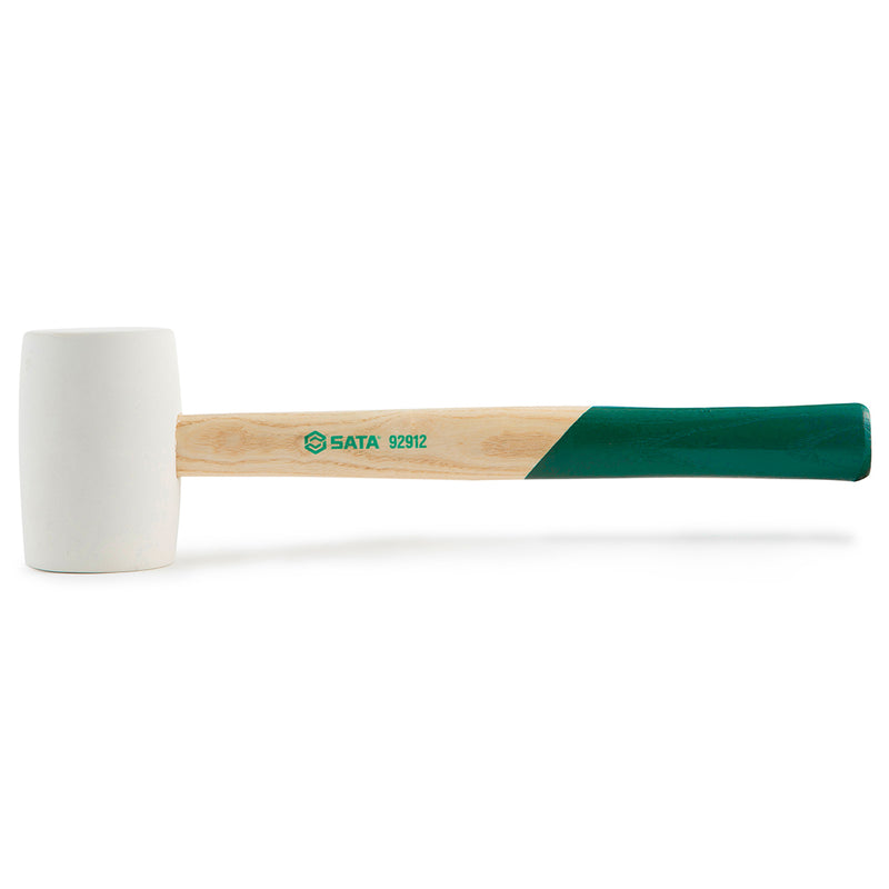 Búa cao su SATA 92912 cán gỗ Hickory, đầu trắng, dùng lát gạch, nội thất, cơ khí