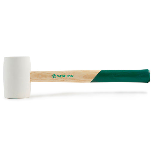 Búa cao su SATA 92912 cán gỗ Hickory, đầu trắng, dùng lát gạch, nội thất, cơ khí