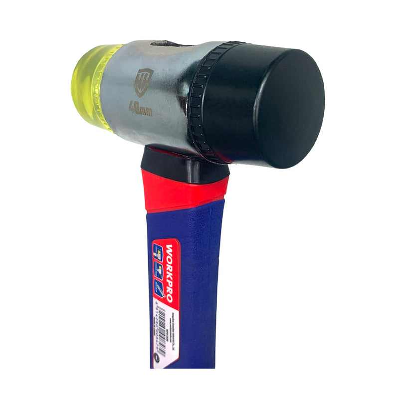 Búa cao su 2 đầu (40mm) cán bằng nhựa sợi thuỷ tinh (đầu búa có thể tháo rời) Workpro WP241036