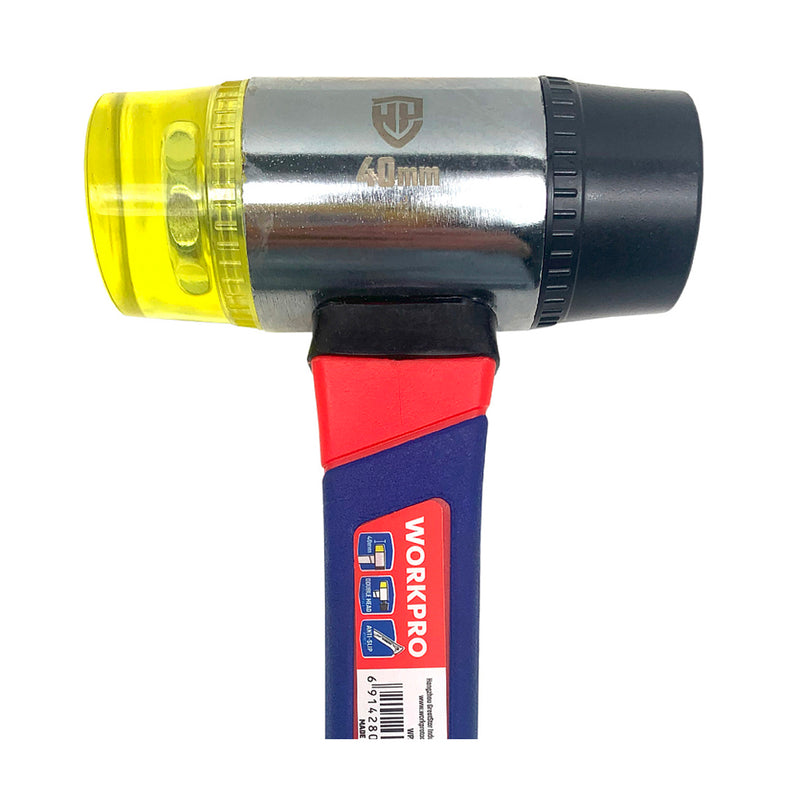 Búa cao su 2 đầu (40mm) cán bằng nhựa sợi thuỷ tinh (đầu búa có thể tháo rời) Workpro WP241036