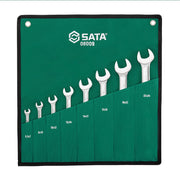 Bộ cờ lê hai đầu miệng SATA 08009 8 chi tiết 5.5-24mm, Cr-V, mạ Chrome, góc nghiêng 15°.