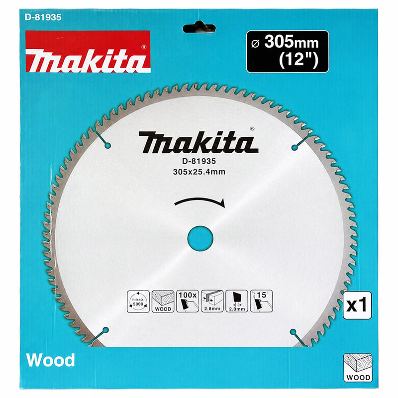 Lưỡi cưa gỗ TCT Makita D-81935 đường kính 305mm, số răng 100T, lỗ cốt 25.4mm