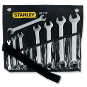 Bộ cờ lê 2 đầu miệng Slimline hệ mét 8 chi tiết Stanley 87-718-1 kích thước từ 6mm đến 22mm đựng trong túi vải cuộn màu đen