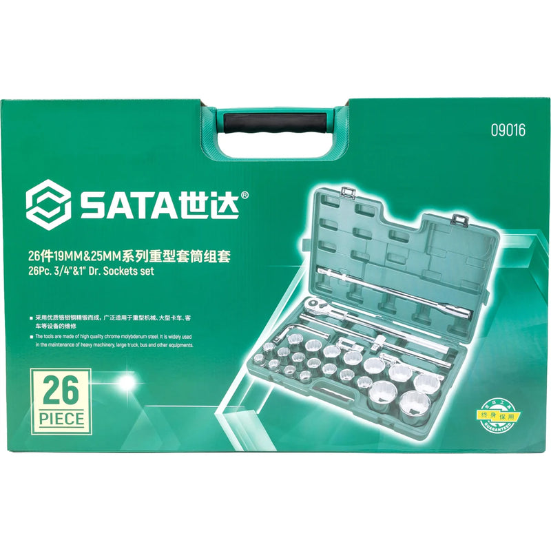Bộ đầu tuýp kết hợp cốt 3/4 inch và 1 inch 26 chi tiết SATA 09016