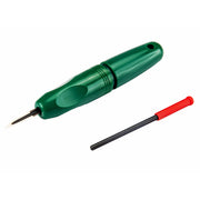 Bộ dao cạo ba via 3 chi tiết SATA 93457: Cán dao đa năng, 2 lưỡi HSS & tam giác, làm sạch ba via, sửa mép cắt.