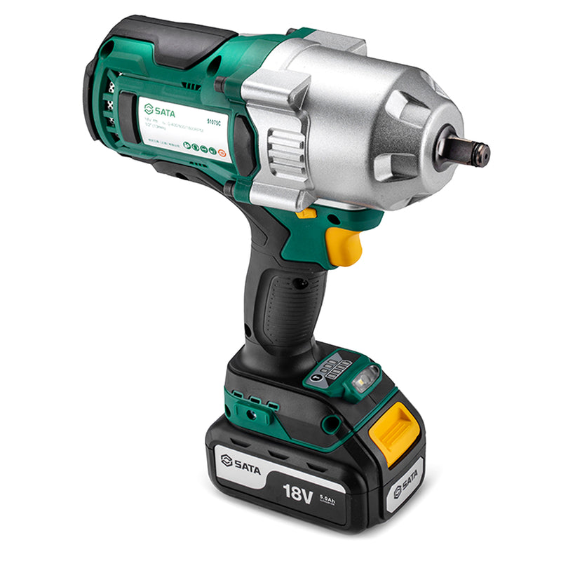Máy siết bu lông SATA 51075 dùng Pin 18V, cốt 1/2 inch