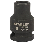 Đầu tuýp đen chịu lực 6 cạnh cốt 3/8 inch Stanley cỡ 8mm thép Cr-Mo mạ phosphate