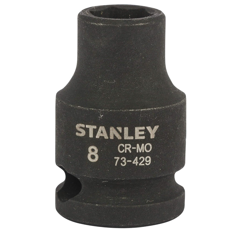 Đầu tuýp đen chịu lực 6 cạnh cốt 3/8 inch Stanley cỡ 8mm thép Cr-Mo mạ phosphate