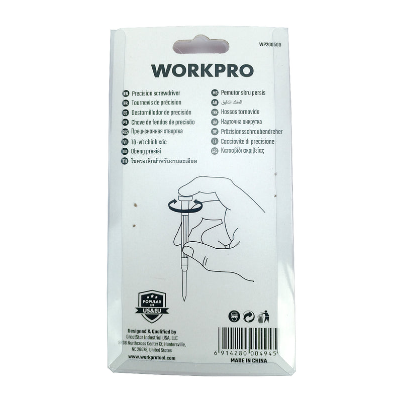 Bộ 6 cây tua vít tiểu ly, thân thép carbon mạ chrome sáng Workpro WP200508