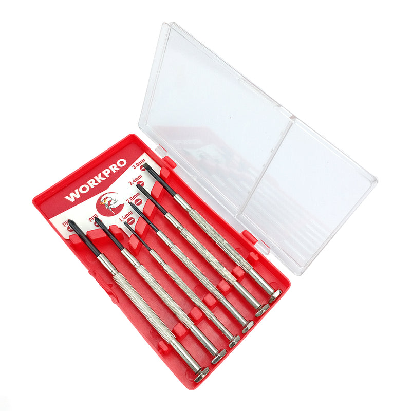 Bộ 6 cây tua vít tiểu ly, thân thép carbon mạ chrome sáng Workpro WP200508